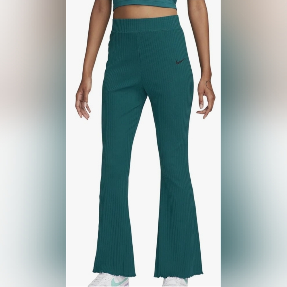 Nike Turquoise Ribbed Flare Pants
